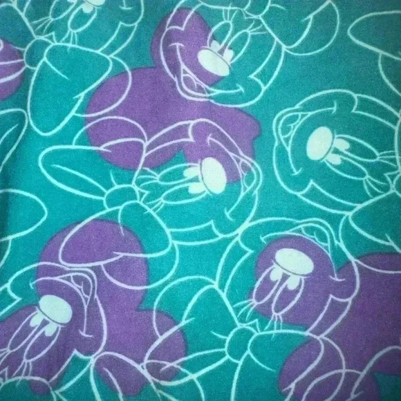 Lularoe one size Disney Minnie Mouse leggings in turquoise, purple, and white. - Picture 2 of 4
